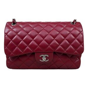 Chanel caviar Jumbo Double Flap Bag Leather Red